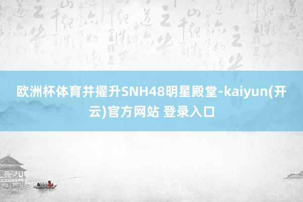 欧洲杯体育并擢升SNH48明星殿堂-kaiyun(开云)官方网站 登录入口