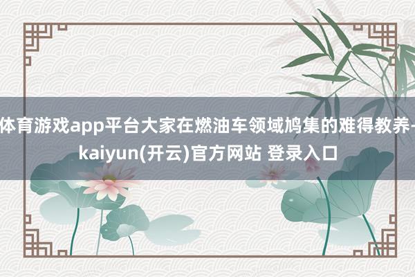 体育游戏app平台大家在燃油车领域鸠集的难得教养-kaiyun(开云)官方网站 登录入口