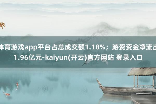 体育游戏app平台占总成交额1.18%；游资资金净流出1.96亿元-kaiyun(开云)官方网站 登录入口